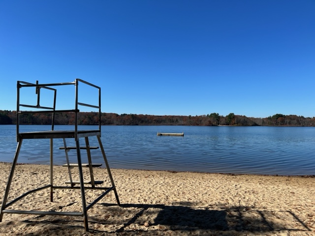 Holliston Beach at Stoddard with Lifeguard chair